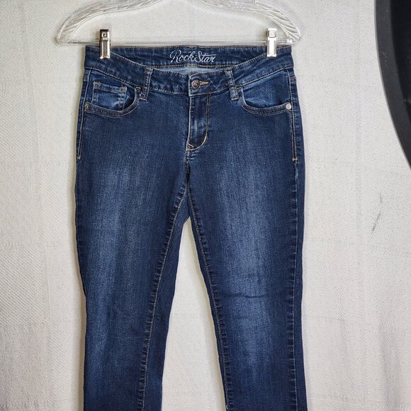 Old Navy Rock Star Dark Wash Cotton Poly Span Mid Rise Stretch Skinny Jean 8 Reg - Picture 3 of 16